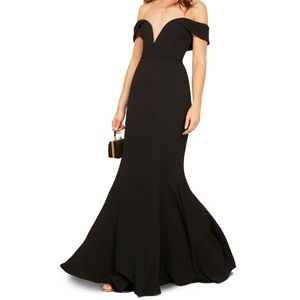 REFORMATION Black Bali Plunging Neck Gown